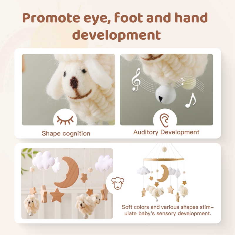 Wooden Baby Rattle Mobile 0-12 - Crib Mobile Musical ulasan dan harga