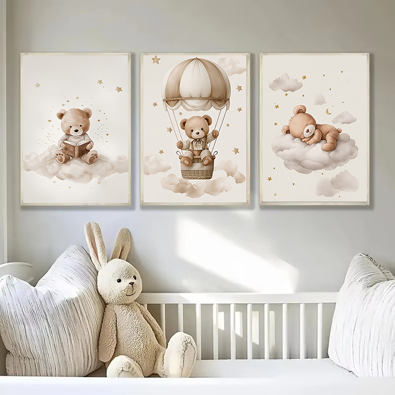 3pcs/set Bohemian Teddy Bear A - Baby Nursery Artwork ulasan dan harga