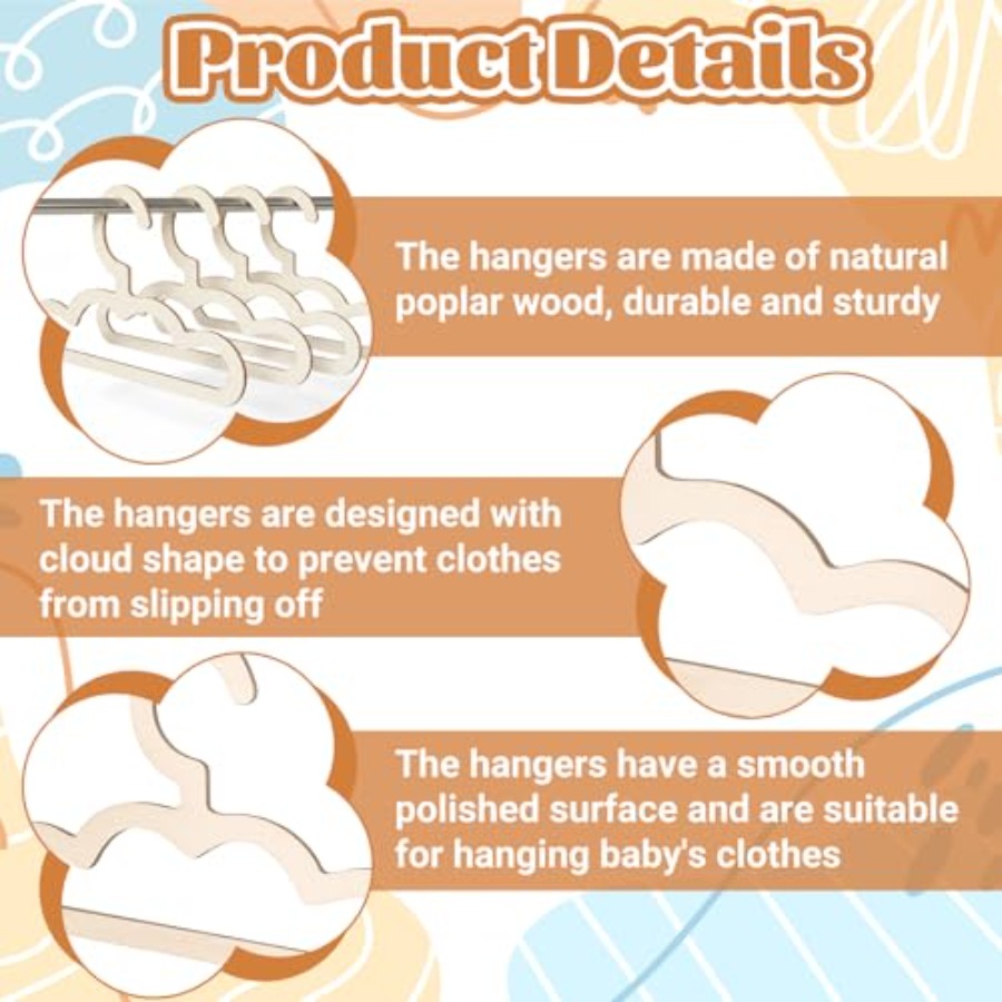 10Pcs Wooden Hangers for Baby  - Closet Organizer Baby ulasan dan harga